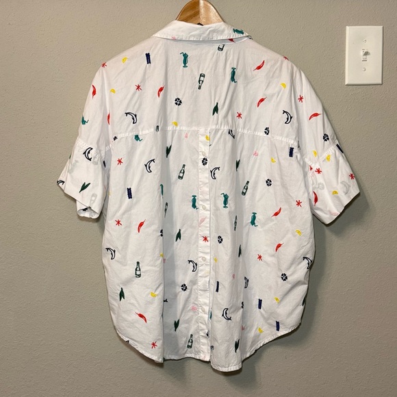Madewell Summer Friday Embroidered Courier Button-Back Shirt Size L - Picture 5 of 13